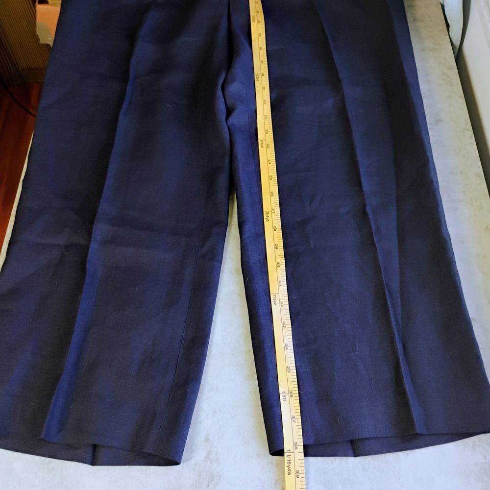 Talbots Bristol Crop Pants Navy Blue Womens 14 Linen Minimalist Career Summer - Picture 9 of 11
